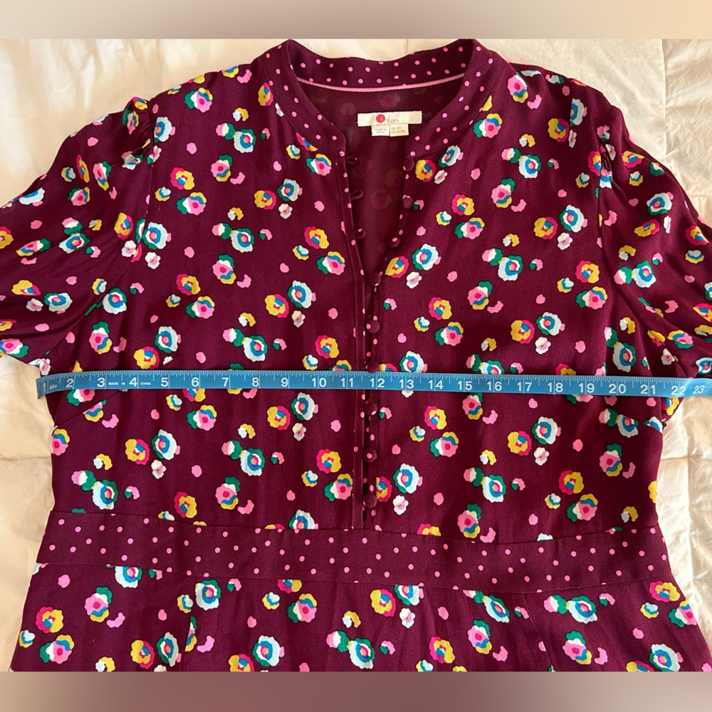 Boden Burgundy Floral Long Sleeve Dress - Picture 10 of 11